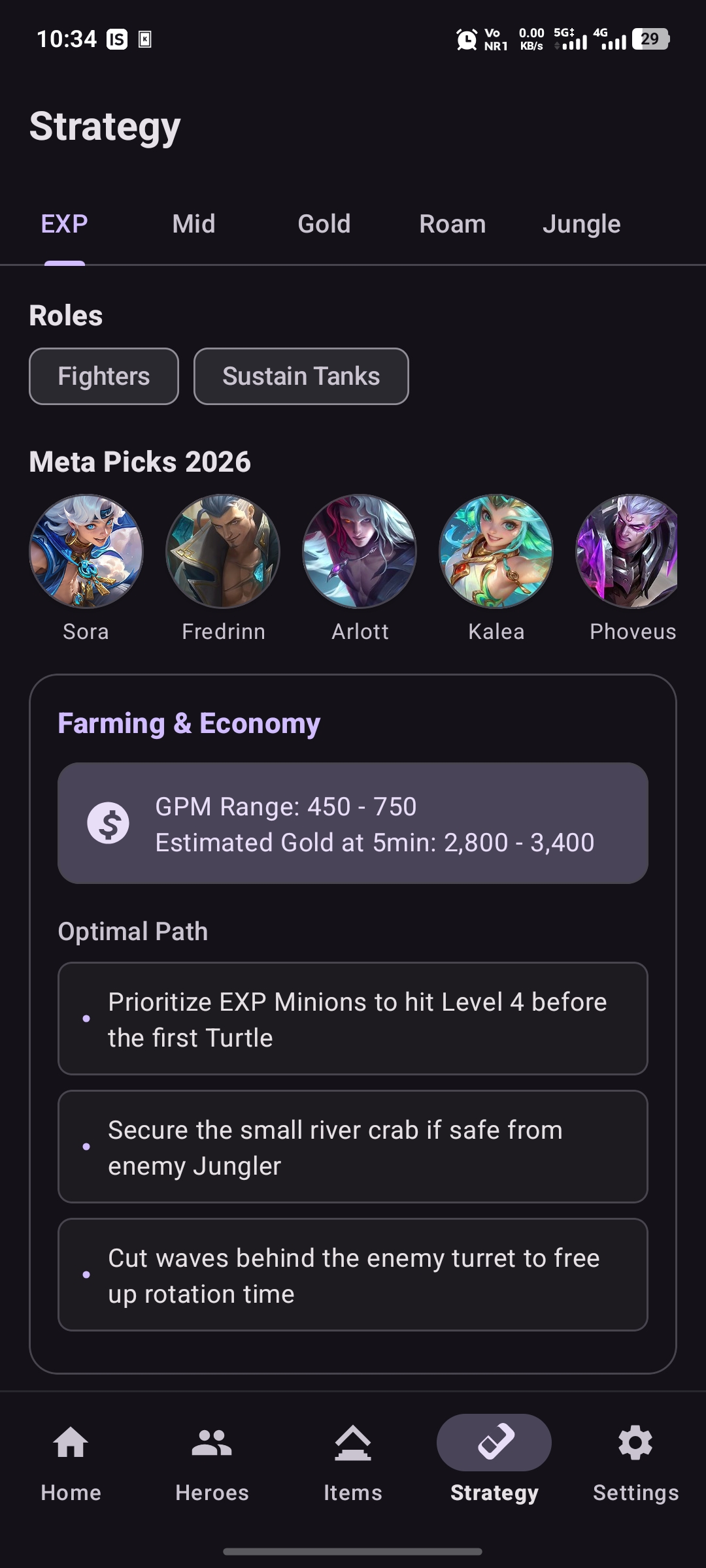 MLBB Guide lane strategy guide showing EXP lane