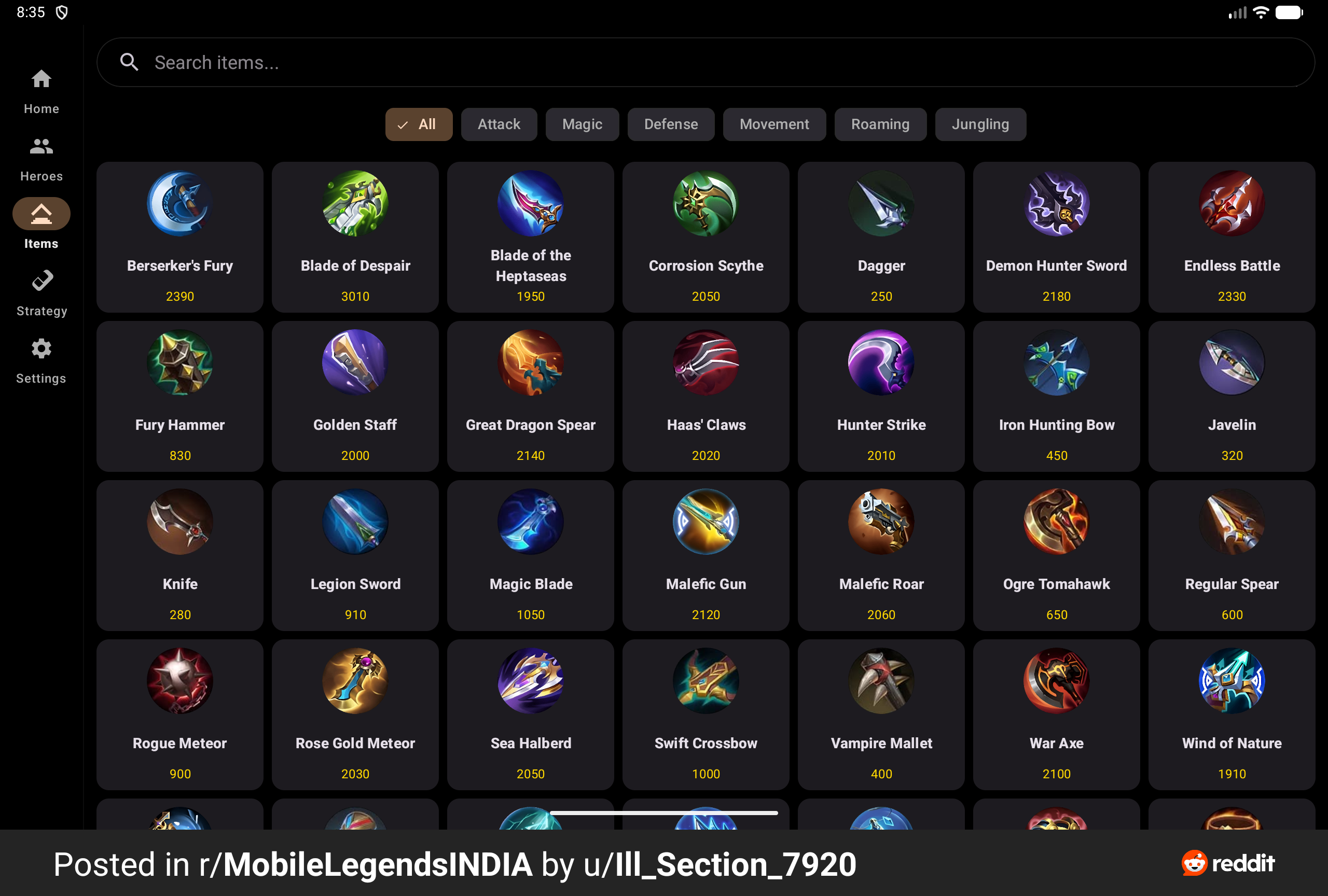 Tablet strategy screen