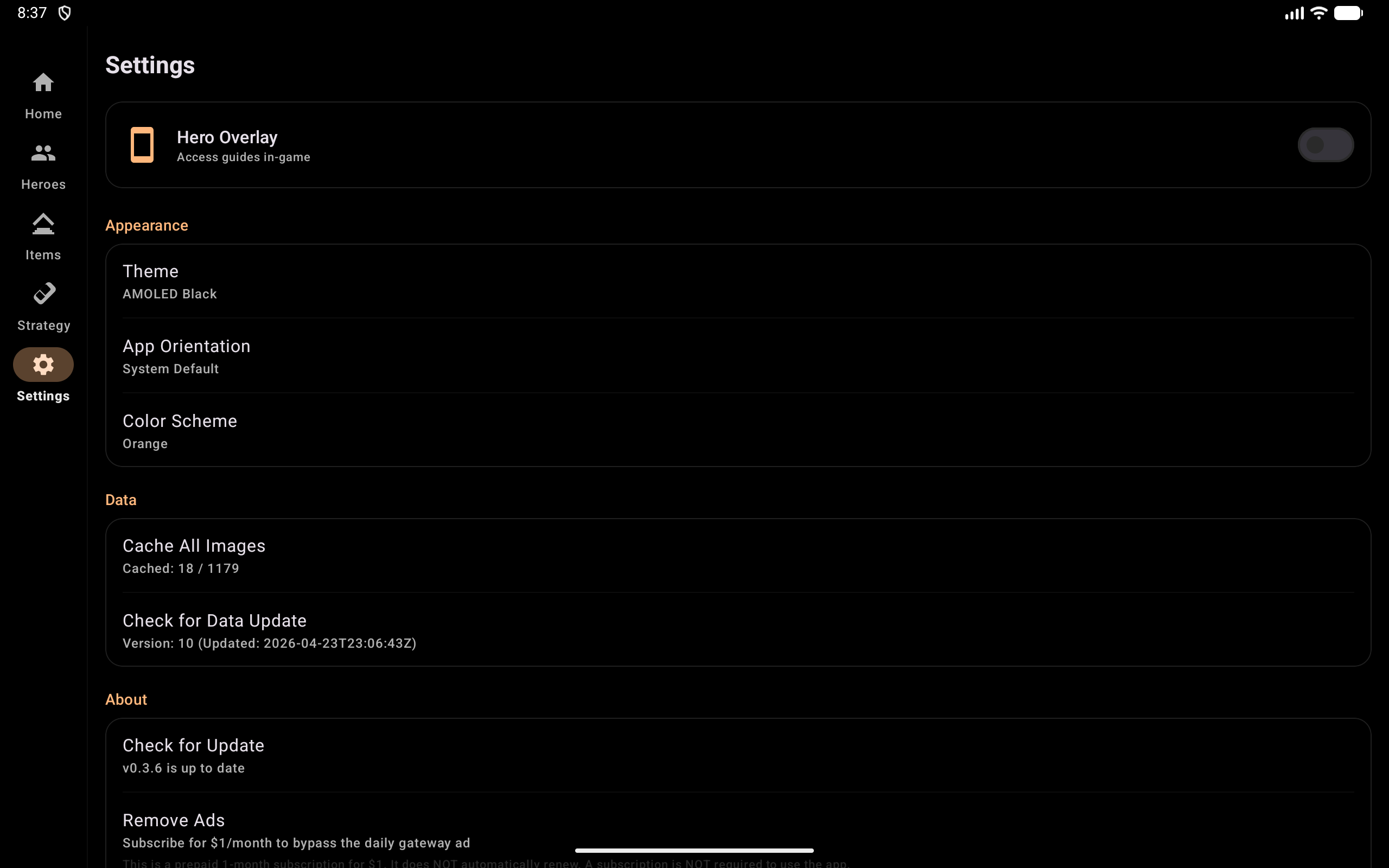 Tablet home screen